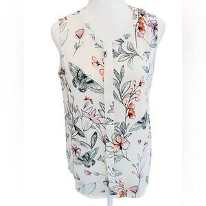 C & E butterfly print sleeveless top, size S.